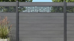 Planeo Gardence BPC-Zaun - Shady Grey Co-ex Designeinsatz Optional 180 X 180 Cm -Planeo Klick Deutschland Verkaufs-Shop l pz152600010 planeo gardence wpc zaun steingrau co ex 180 x 180 cm 05 5