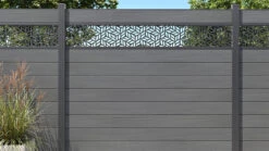 Planeo Gardence BPC-Zaun - Shady Grey Co-ex Designeinsatz Optional 180 X 180 Cm -Planeo Klick Deutschland Verkaufs-Shop l pz152600010 planeo gardence wpc zaun steingrau co ex 180 x 180 cm 06 5