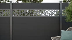 Planeo Gardence BPC-Zaun XL - Anthracite Designeinsatz Optional 180 X 180 Cm -Planeo Klick Deutschland Verkaufs-Shop l pz161100010 planeo gardence wpc zaun anthrazitgrau 180 x 180 cm 04 5