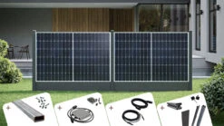 Planeo Solarzaun Komplett Set 1.2m Höhe 3.8m Länge Anthrazitgrau Zum Einbetonieren