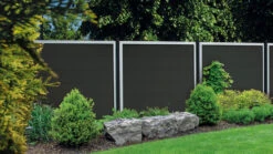 Planeo Viento - Gartenzaun Quadratisch Anthrazitgrau Mit Alu-Rahmen In Silber